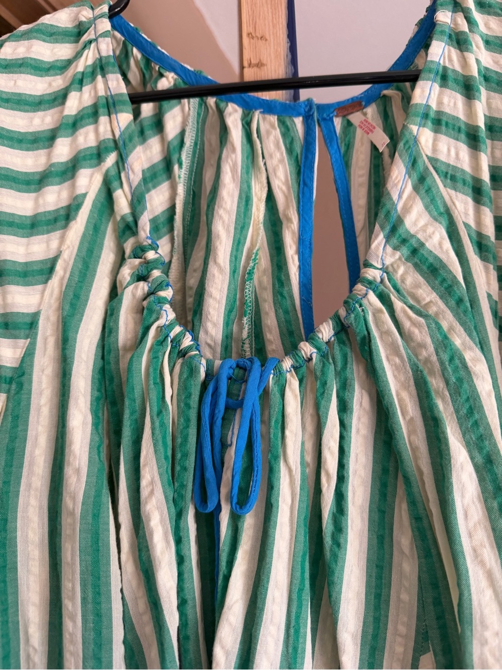 Free People Green and White Striped Peasant Tunic - Picture 3 of 6